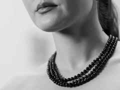 The Midnight Duchess
Three-Strand Navy Pearl Necklace