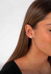 Freshwater pearl Majesty Drops in white and gold, minimalist stud style