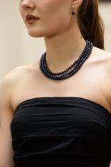 The Midnight Duchess
Three-Strand Navy Pearl Necklace