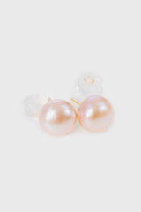 Freshwater pearl Majesty Drops in white and gold, minimalist stud style