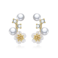 Best Pearl Blossom Earrings Set Gold | Pearlisma Jewelry