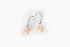 silver freshwater pearl drop earrings with zircon accents