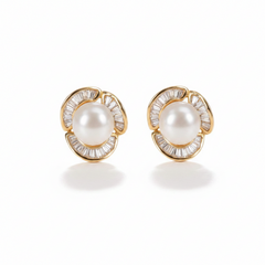Rosette Pearl Studs