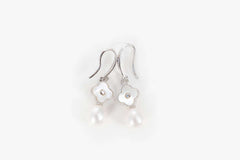 elegant silver pearl drop earrings with 8 mm freshwater pearls