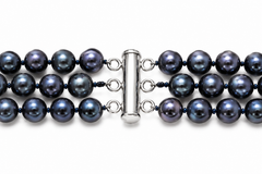 The Midnight Duchess
Three-Strand Navy Pearl Necklace
