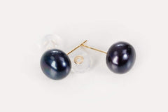 Freshwater pearl Majesty Drops in white and gold, minimalist stud style