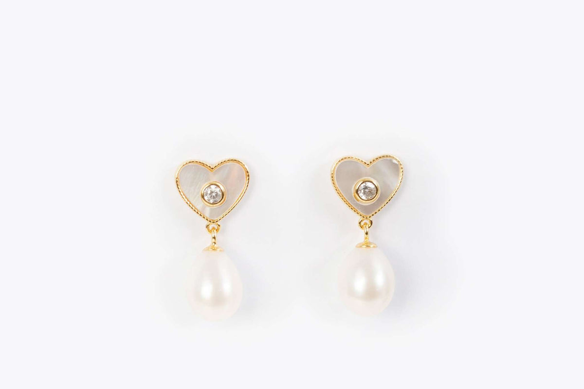 Elegant Whispers Heart Pearl Earrings for Women | Pearlisma