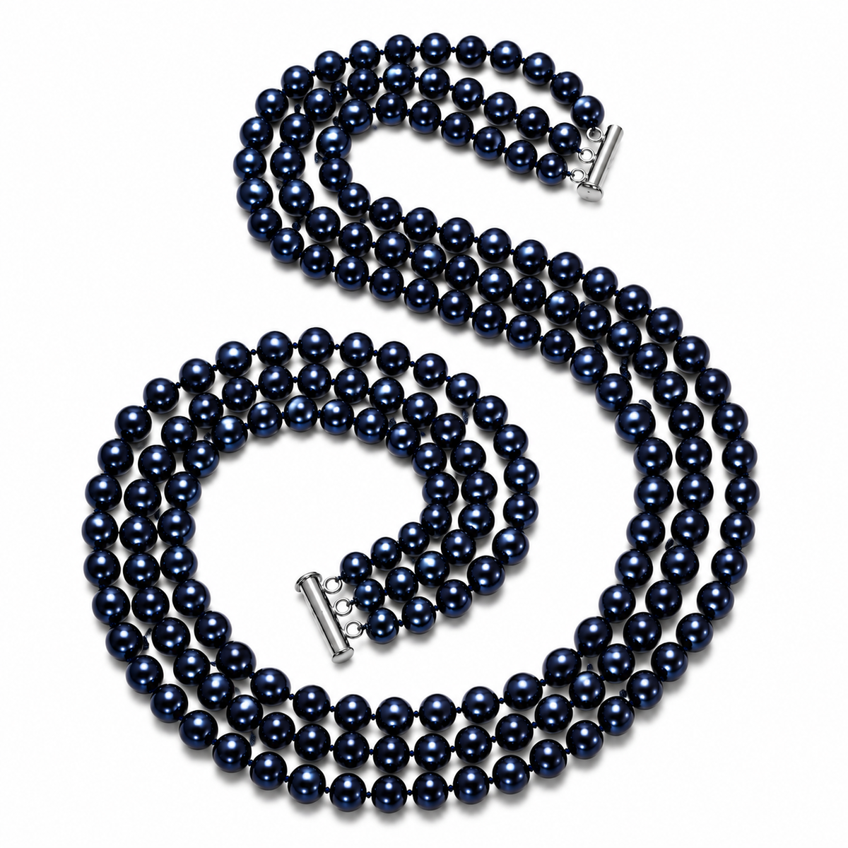 The Midnight Duchess
Three-Strand Navy Pearl Necklace