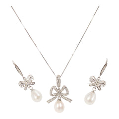 Lily Serenade jewelry set with matching freshwater pearl necklace and earrings in sterling silver