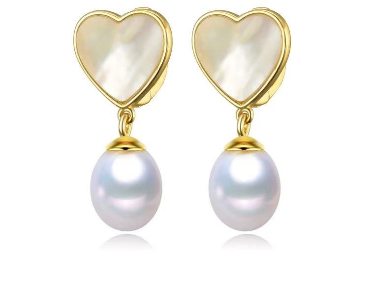 Luna Heart Pearl Drop Earrings for Women | Pearlisma