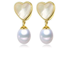 Luna Heart Pearl Drop Earrings for Women | Pearlisma