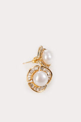 Elegant pearl stud earrings with rosette design and sterling silver setting