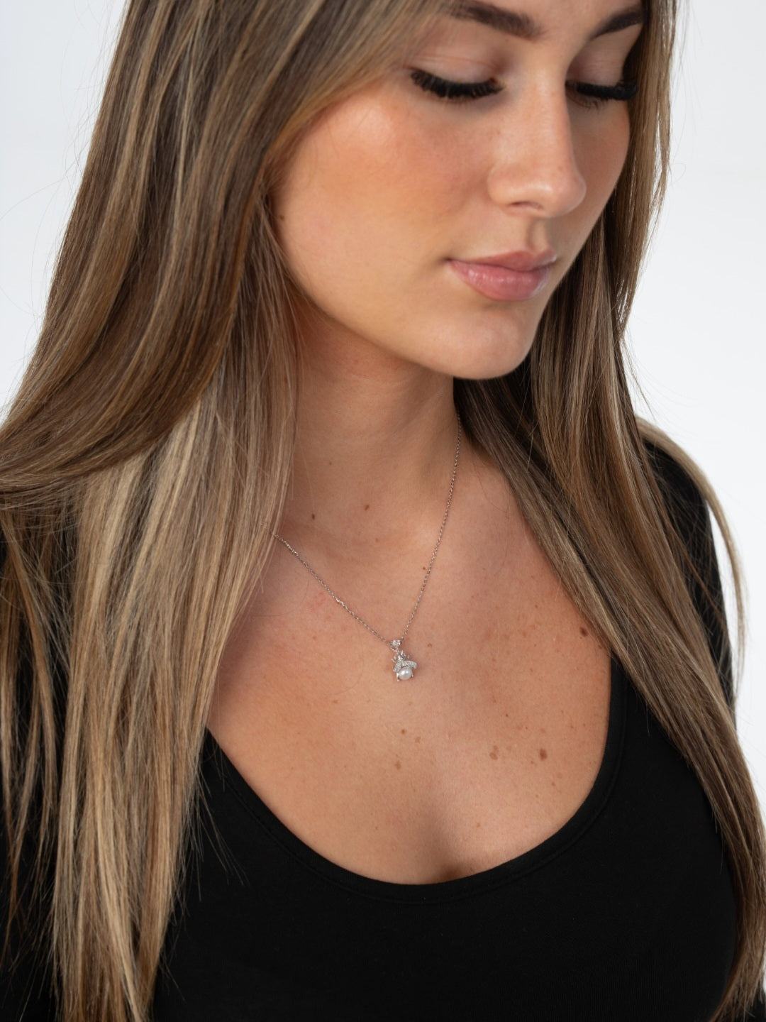 elegant freshwater pearl necklace with bee charm