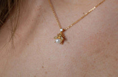 gold bee pendant with natural freshwater pearl