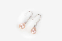 Pink freshwater pearl drop earrings with elegant vintage design